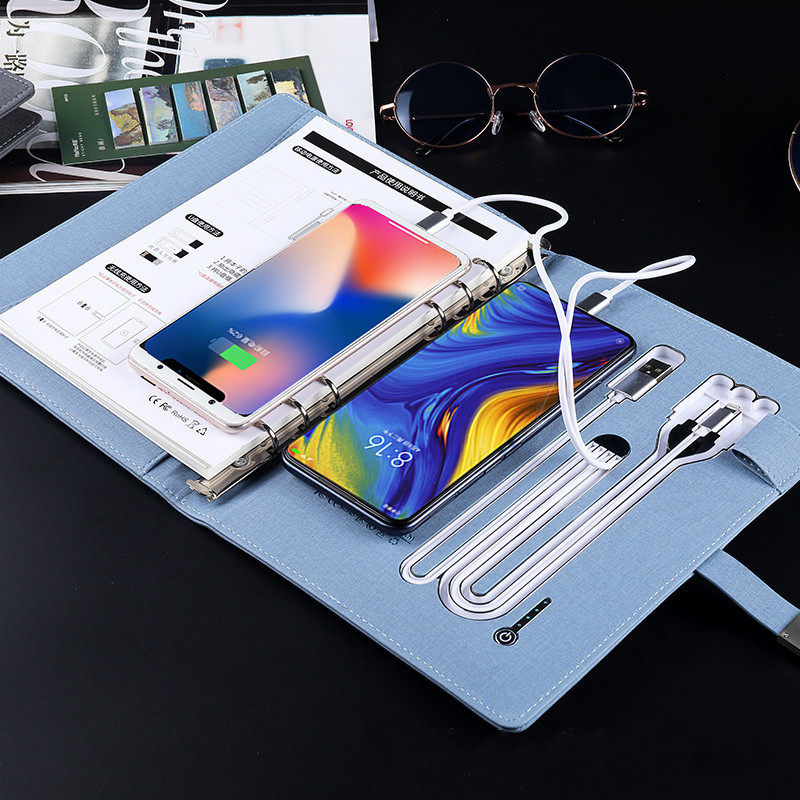 Wireless Charging Notebook 8000mAh Power Supply 16G U Disk 4 Colors Smart Diary Binder Spiral Note Multifunctional Planner Compa